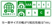 低燃費タイヤ 転がり抵抗性能：AAA ウエットグリップ性能