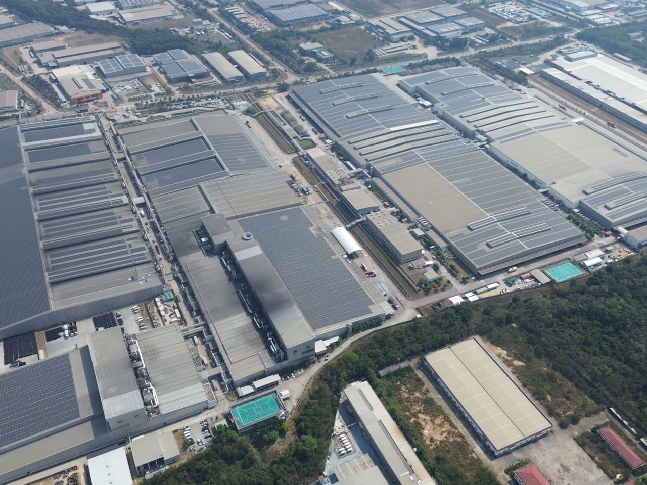 Sample image of the solar power generation system at the Thailand Factory