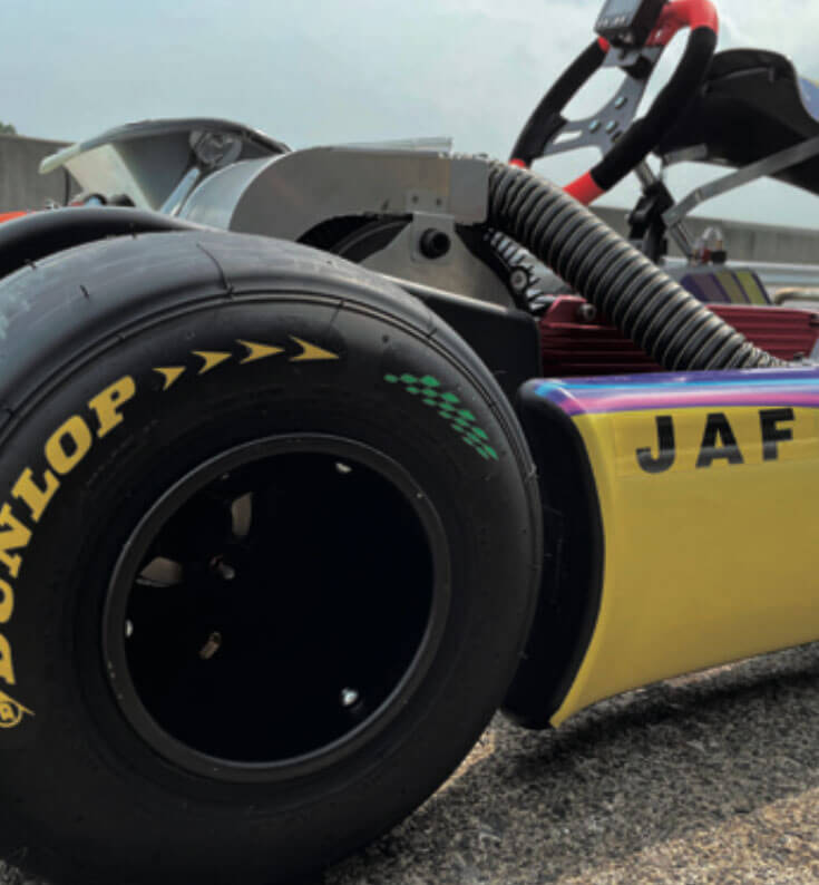 Racing kart tires with a higher sustainable raw materials content equipped for the third round of the EV section of 2023 All Japan Karting Championship